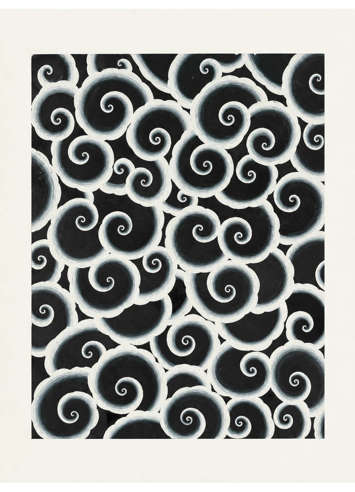 Cloud-Scroll Whirlpool in Ink neutral  Art Work Rug